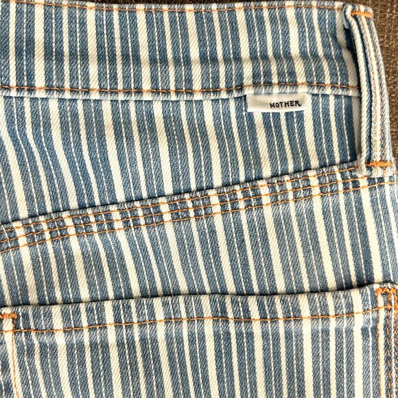 Mother Jeans The Triple Tomcat Ankle Striped Blue and White Orange Yo Glad Sz 28 - Picture 9 of 14